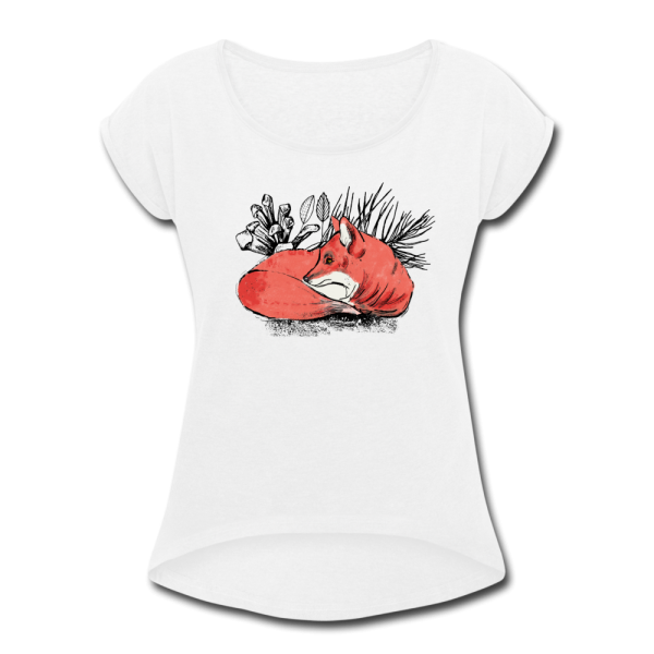 Frauen T-Shirt mit gerollten Ärmeln -  Ruhender Fuchs  Verkauf – Bild 5