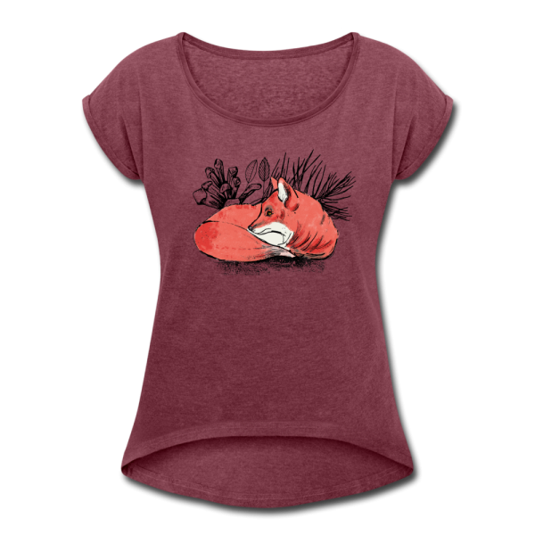Frauen T-Shirt mit gerollten Ärmeln -  Ruhender Fuchs  Verkauf – Bild 2