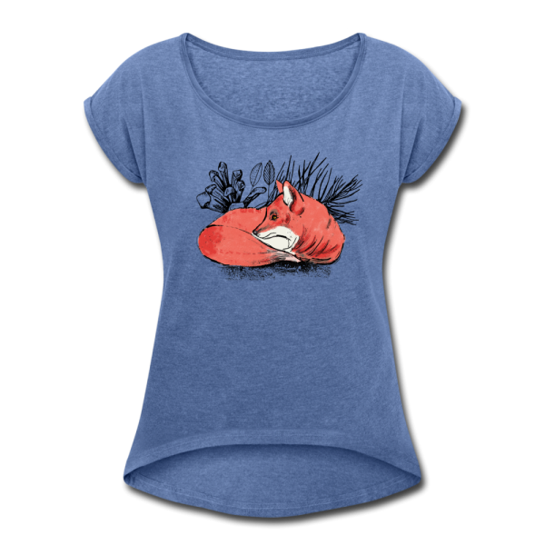 Frauen T-Shirt mit gerollten Ärmeln -  Ruhender Fuchs  Verkauf – Bild 4