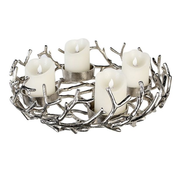 Adventsleuchter Twigs antik-silber D.42cm X-mas Online