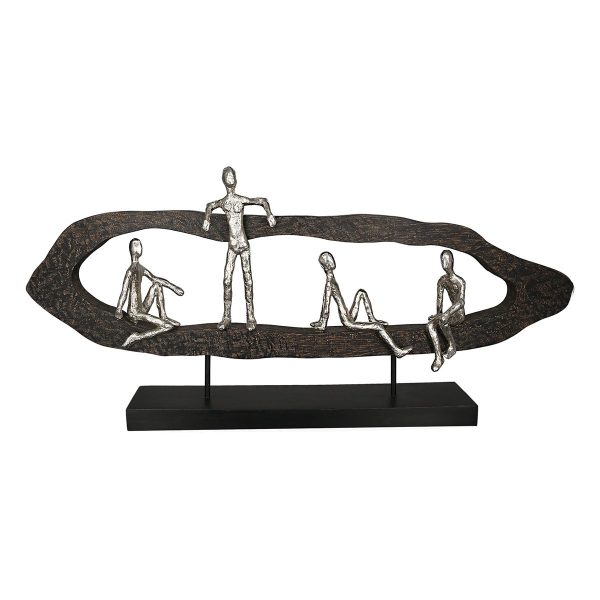 Holz Aluminium Skulptur  Hang out  silber H.35cm Online-Schn?ppchen
