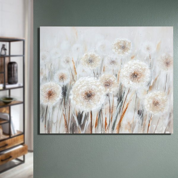 Holz Leinen Bild  Pusteblumen-Feld  Verkauf – Bild 2