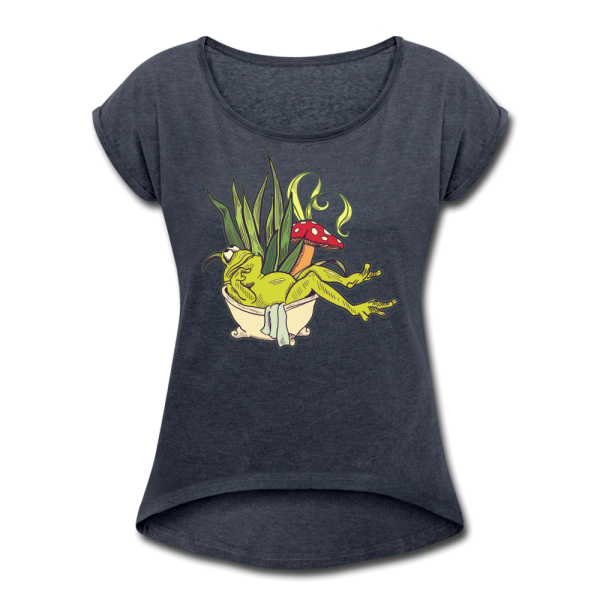 Frauen T-Shirt mit gerollten Ärmeln - “Cottagecore_Frosch in der Wanne” Online