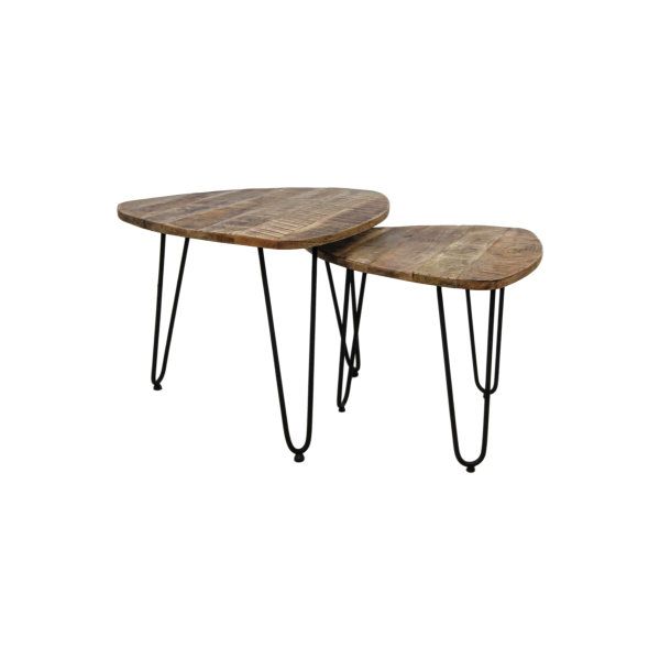 2-teiliges Couchtisch-Set Dexter - ø60 cm - Mangoholz Eisen Mode – Bild 5